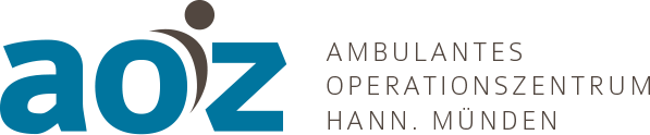 . Logo mit Text: "aoz - Ambulantes Operationszentrum Hann. Münden".