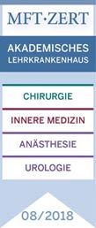 MFT-Zertifikat für ein akademisches Lehrkrankenhaus: Chirurgie, Innere Medizin, Anästhesie, Urologie, 08/2018.