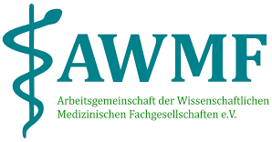 Logo der AWMF mit dem Schriftzug "Arbeitsgemeinschaft der Wissenschaftlichen Medizinischen Fachgesellschaften e.V."