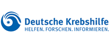 Logo der Deutschen Krebshilfe mit Slogan: "Helfen. Forschen. Informieren."