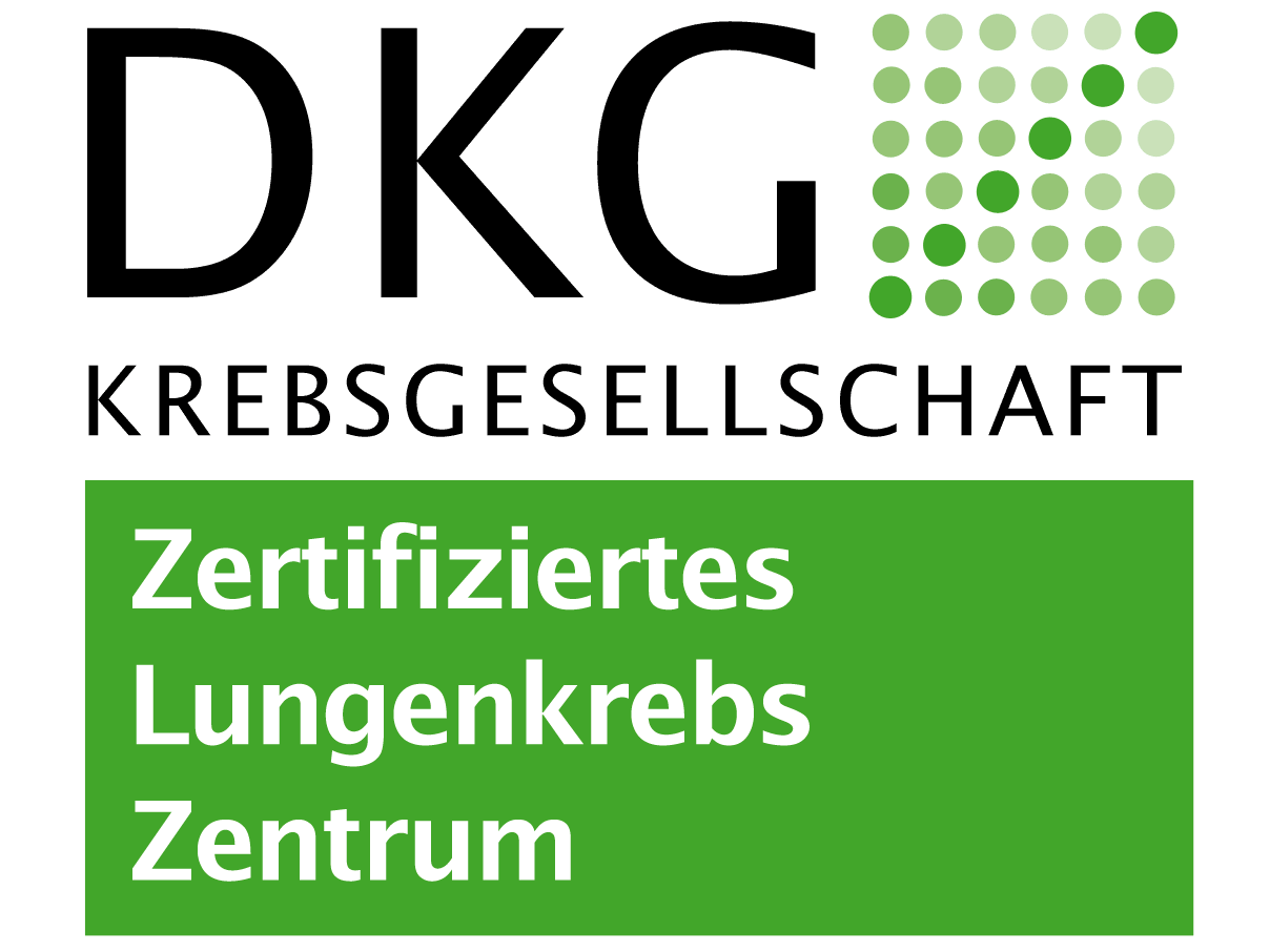 DKG-Logo: Deutsche Krebsgesellschaft, Zertifiziertes Lungenkrebszentrum.