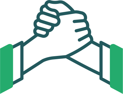 Zwei Hände im Handschlag, symbolisieren Zusammenarbeit oder Einigung.